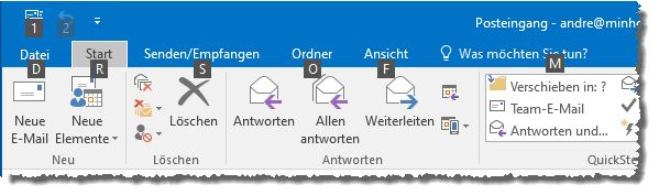 Aktivieren von Befehlen im Ribbon für den Zugriff mit der Tastatur