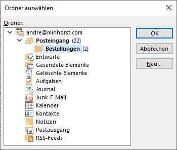 Auswahl eines Ordners