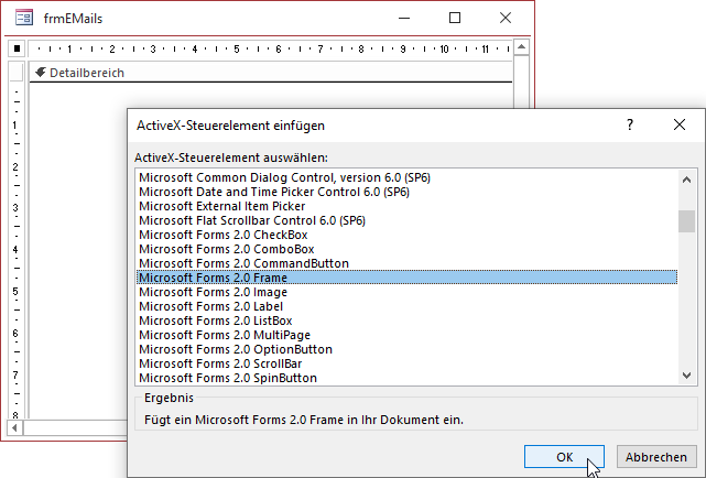 Hinzufügen eines Frames