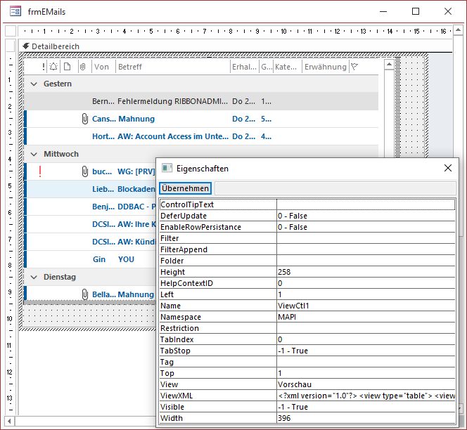 Eigenschaften des View-Steuerelements