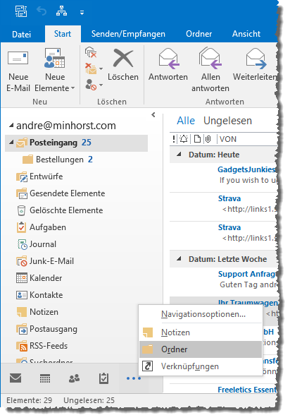 Ordner in Outlook