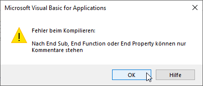 Fehler beim Deklarieren einer Variablen hinter einer Routine