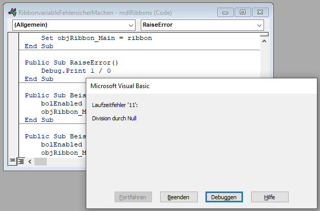Unbehandelter Laufzeitfehler