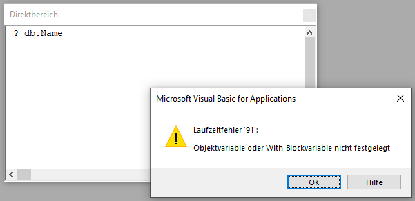 Die Variable db ist geleert.