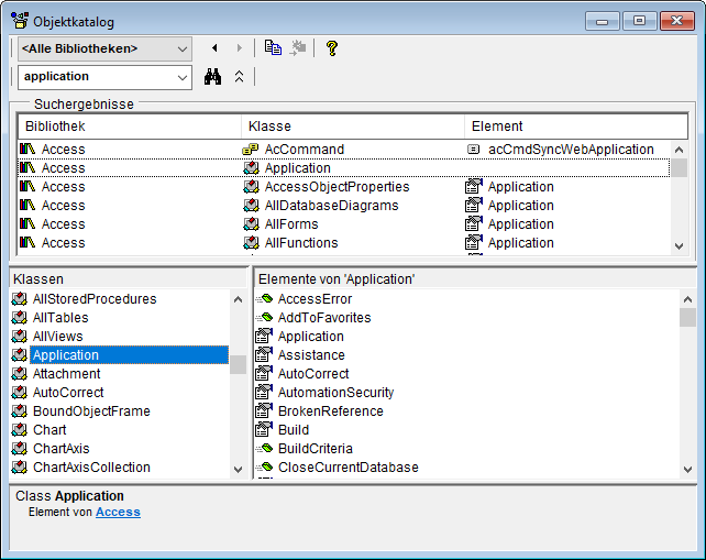 Elemente des Application-Objekts
