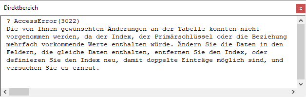Ermitteln des Textes eines Access-Fehlers