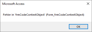 Meldung mit Informationen der Eigenschaft CodeContextObject