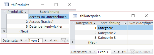 Zu verknüpfende Tabellen