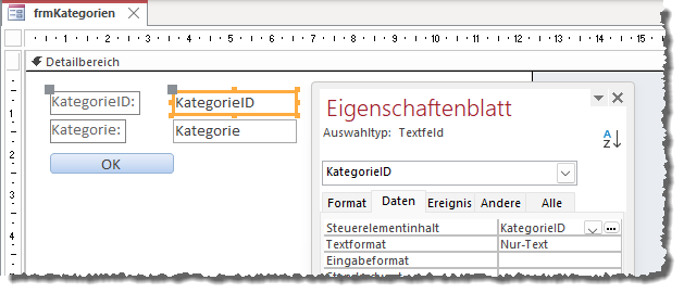 Name und Steuerelementinhalt sind identisch.