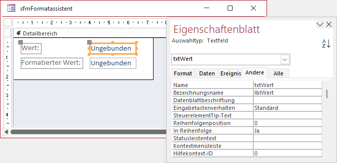 Unterformular des Formulars des Assistenten