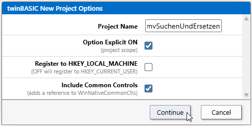 Angeben des Projektnamens