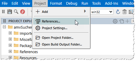 Öffnen der Referenzen