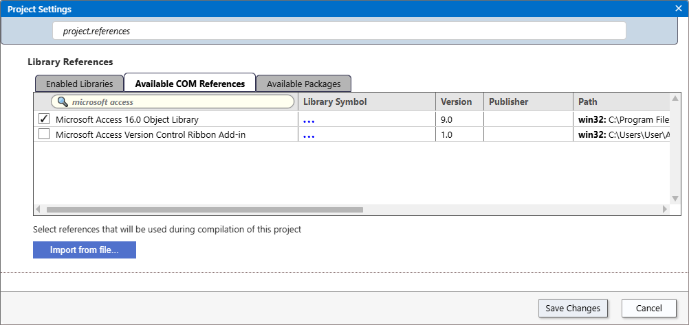 Hinzufügen eines Verweises auf die Access-Bibliothek