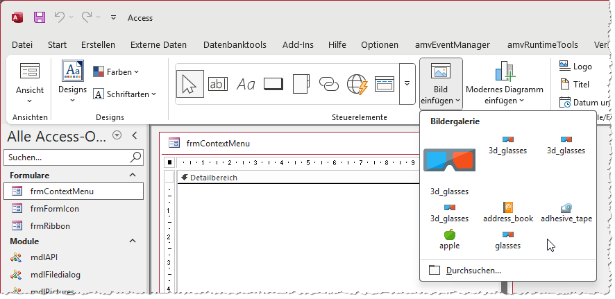 Bilder sind nach dem Hinzufügen ständig in der aktuellen Datenbank verfügbar.