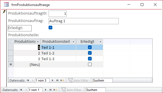 Synchronisierte Daten in Haupt- und Unterformular