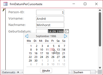 Herkömmliches Textfeld mit Datum