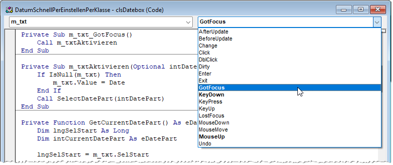 Hinzufügen von Ereignissen für benutzerdefinierte Objekte