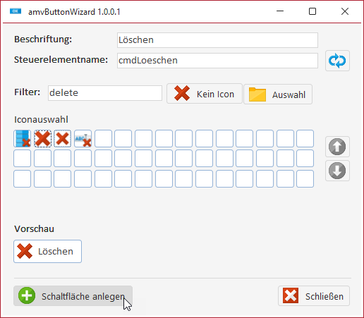 Formular zum Erstellen von Schaltflächen