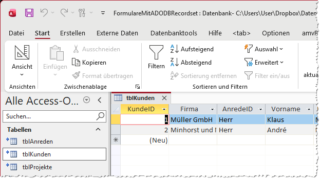 Datenbank mit Tabellenverknüpfungen