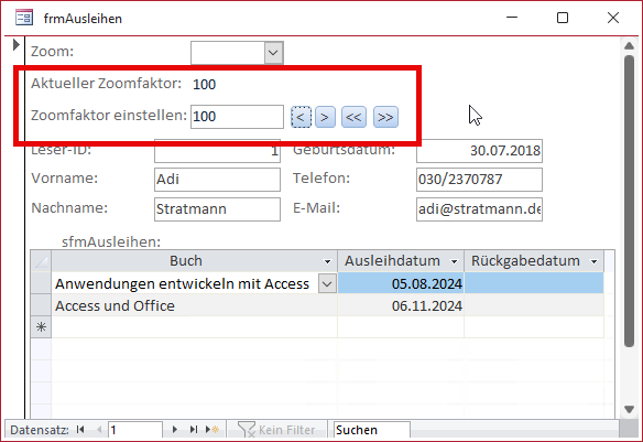 Steuern des Zoomfaktors über die Steuerelemente eines Formulars
