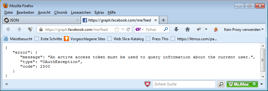 Ein JSON-Dokument im Webbrowser