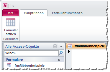 Das Formular-Tab wird zwar hinzugefügt, aber nicht aktiviert.