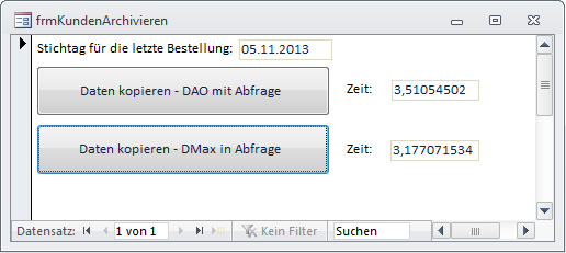 Ergebnis der ersten beiden Varianten