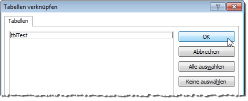Verknüpfen mit der Tabelle der verschlüsselten Datenbank