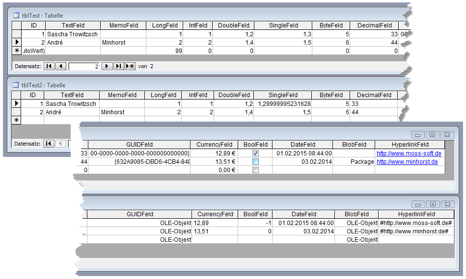 Anzeige der Daten aus originaler und verknüpfter Tabelle