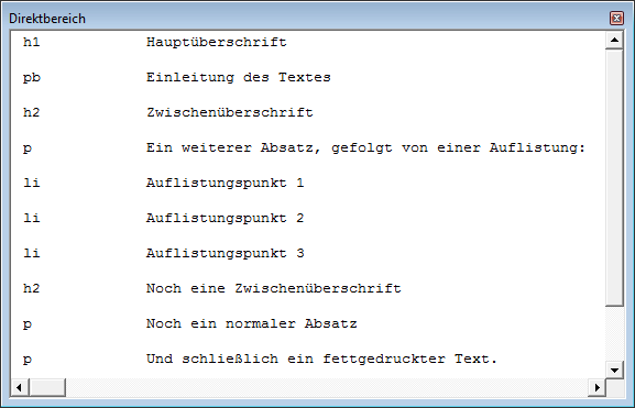 Ausgabe der Absätze plus Name der Absatzformatvorlage