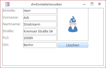 Das Unterformular in der Formularansicht
