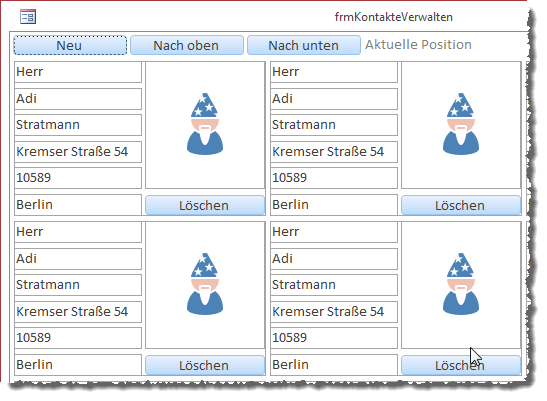 Alle Unterformulare zeigen den gleichen Datensatz an.