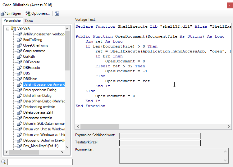 Die Code-Bibliothek von MZ-Tools