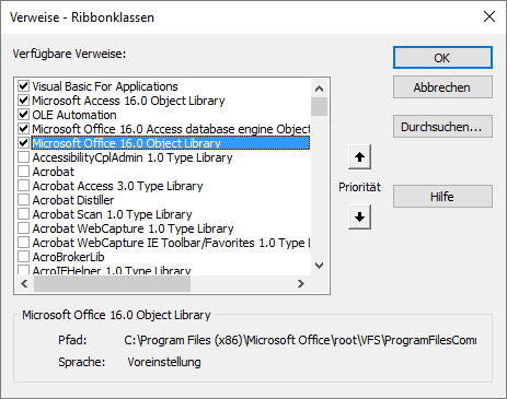 Verweis auf die Office-Bibliothek