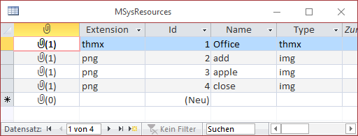 Bilder in der Tabelle MSysResources