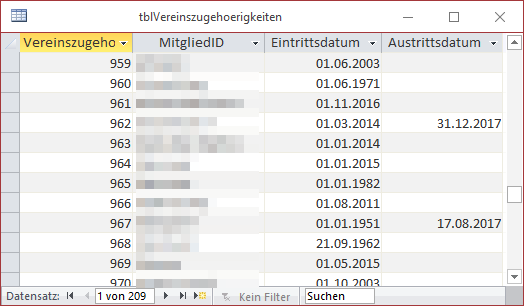 Vereinszugehörigkeiten nach dem Import