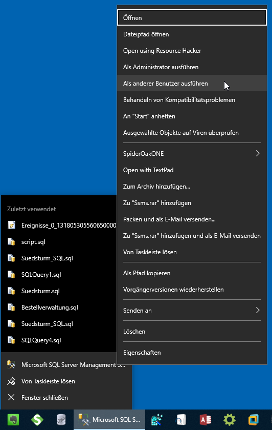 Kontextmenü-Eintrag zum öffnen einer Anwendung im Kontext eines anderen Benutzers