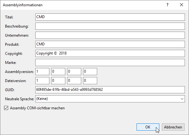 Einstellen der Eigenschaft Assembly COM-sichtbar machen