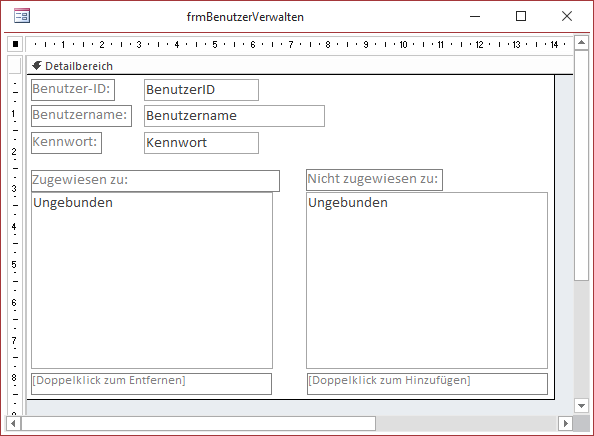 Formular zum Verwalten der Benutzer