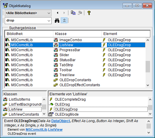 Steuer-elemente mit Drag and Drop-Ereignissen