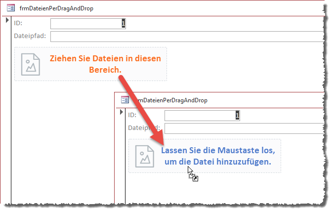 Ändern des Drag and Drop-Ziels beim Ziehen mit der Maus