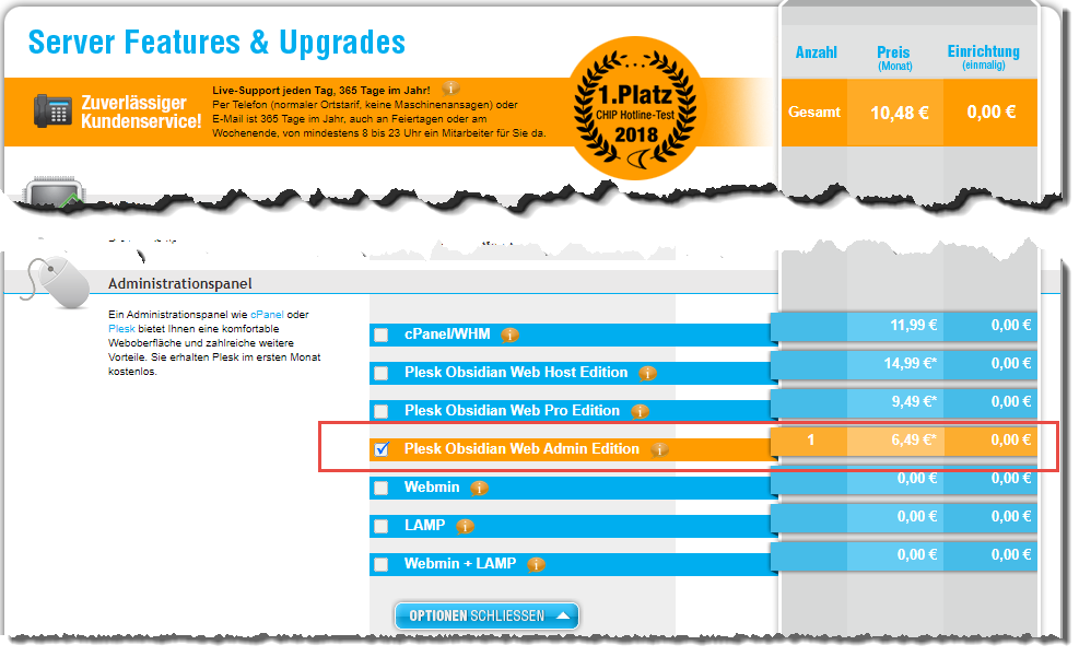 Hinzufügen eines Administrationspanels
