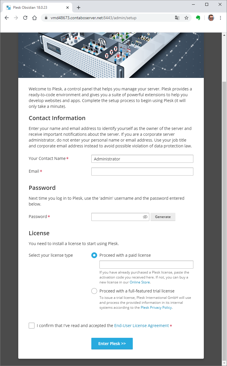 Eingabe einiger wichtiger Daten