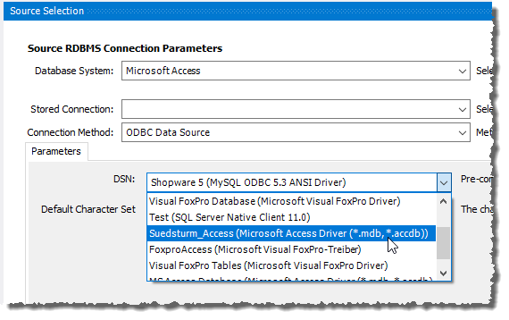 Auswahl der neuen DSN