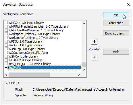 Verweis auf die neue DLL hinzufügen