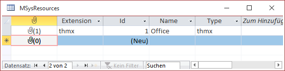 Die Tabelle MSysResources in der Datenblattansicht