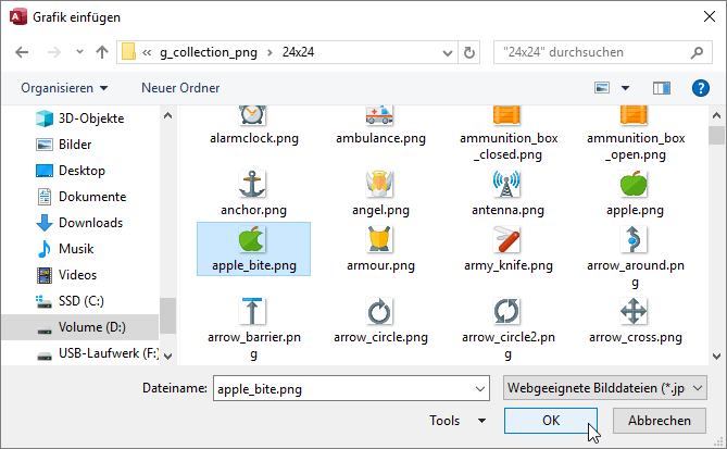 Auswählen der gewünschten Bilddatei