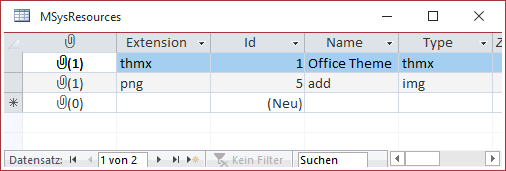 Die Bilddatei in der Tabelle MSysResources