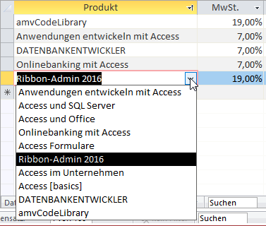 Das als nicht aktiv markierte Produkt taucht nicht mehr in der Liste auf.
