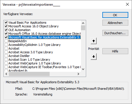 Verweis auf die Bibliothek zur Programmierung der VBIDE hinzufügen